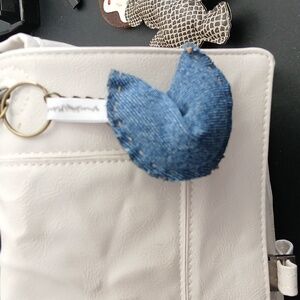 Denim fortune cookie handbag charm